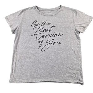 Inspirational "Best Version of You" Graphic Tee Heather Gray Womens M Flourish